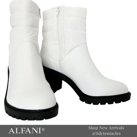 ALFANI Womens White Puffer Quilted Detailing Lug Sole Padded Boot Size 7.5 - Picture 7 of 7